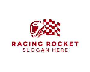 Racer Helmet Flag logo design