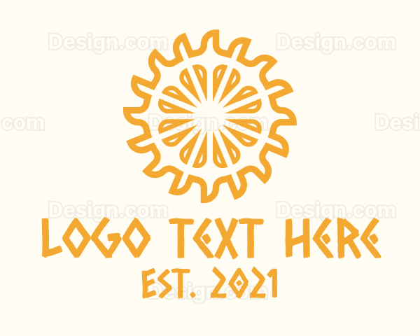 Yellow Ethnic Sun Logo