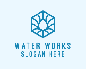 Hexagon Water Droplet logo design