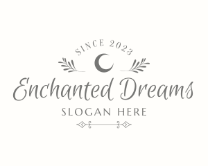 Whimsical Moon Leaf Wordmark logo