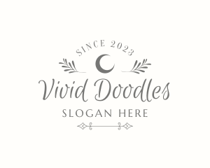 Whimsical Moon Leaf Wordmark logo design