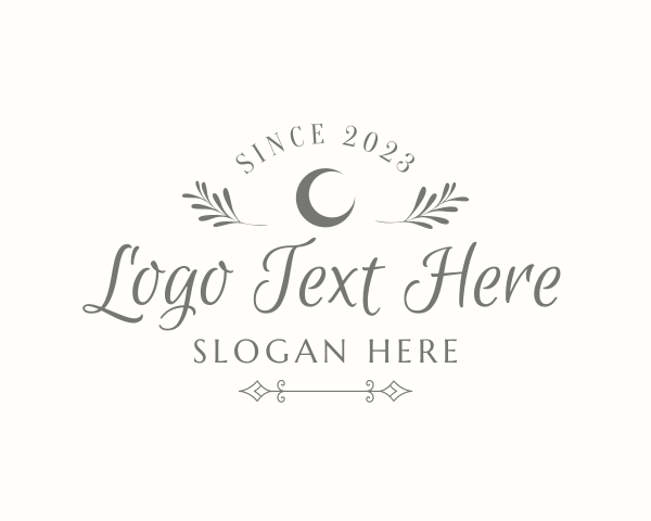 Whimsical Moon Leaf Wordmark logo