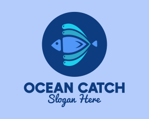 Abtract Blue Fish  logo design