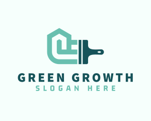 Green Home Paintbrush logo design