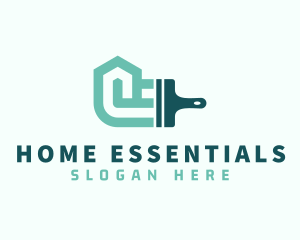 Green Home Paintbrush logo design