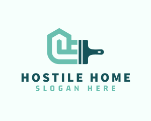 Green Home Paintbrush logo design