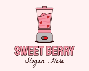 Strawberry Heart Smoothie logo design