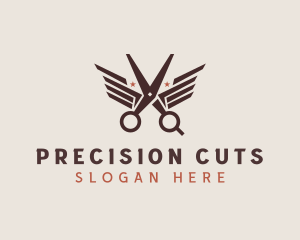 Barber Scissors Wings logo design