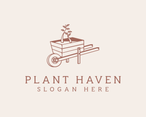 Wheelbarrow Garden Plant logo design