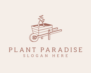 Wheelbarrow Garden Plant logo design