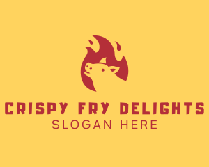 Pig Flame Barbecue logo design