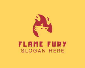 Pig Flame Barbecue logo design