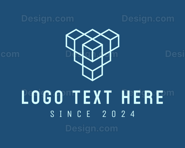 Blue Geometric Cube Logo