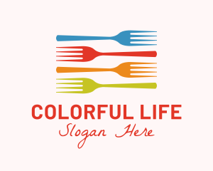 Colorful Fork Kitchenware logo design