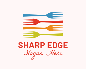 Colorful Fork Kitchenware logo design