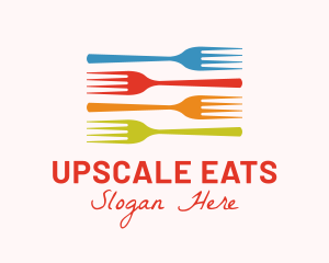 Colorful Fork Kitchenware logo design