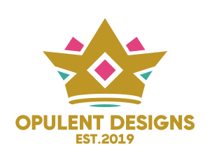 Colorful Diamond Crown logo design