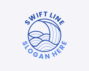 Ocean Wave Lines logo design