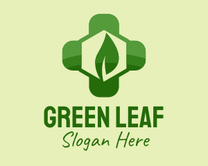 Green Leaf Cross  logo design