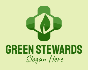 Green Leaf Cross  logo design