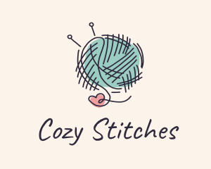 Heart Knitting Thread logo design