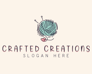 Heart Knitting Thread logo design