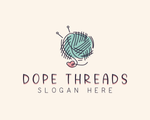 Heart Knitting Thread logo design