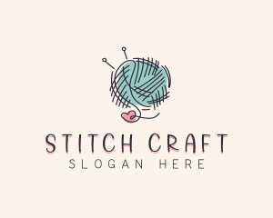 Heart Knitting Thread logo design