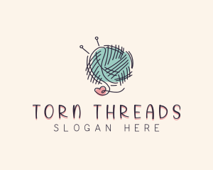 Heart Knitting Thread logo design