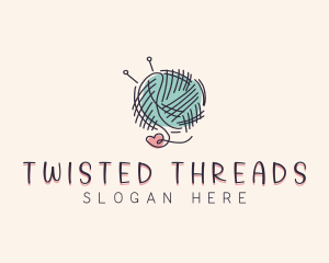 Heart Knitting Thread logo design