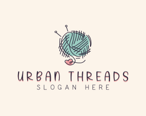 Heart Knitting Thread logo design