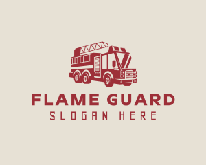 Red Firefighter Truck logo design