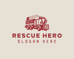 Red Firefighter Truck logo design