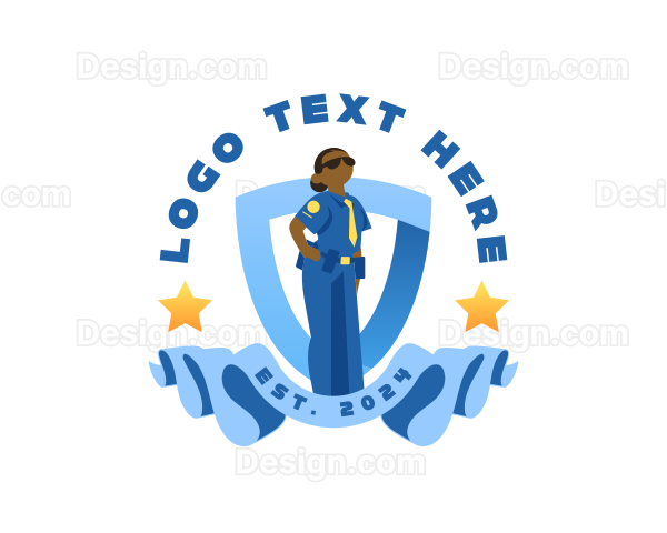 Police Woman Officer Logo