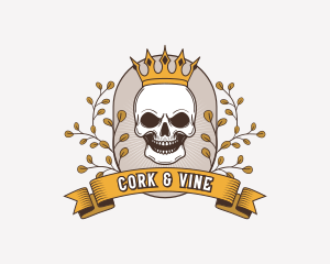 Spooky Skull Crown Vines logo design