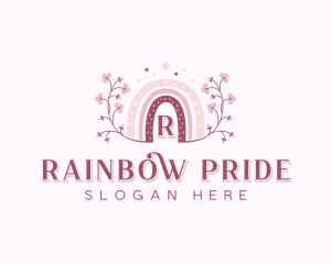 Floral Wreath Rainbow logo design