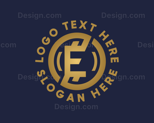 Golden Fintech Letter E Logo