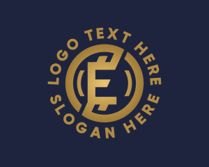 Golden Fintech Letter E logo