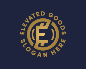 Golden Fintech Letter E logo design