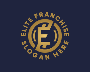 Golden Fintech Letter E logo design