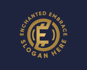 Golden Fintech Letter E logo design