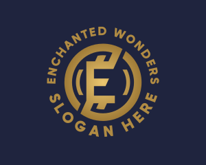 Golden Fintech Letter E logo design