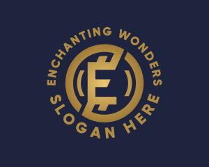 Golden Fintech Letter E logo design