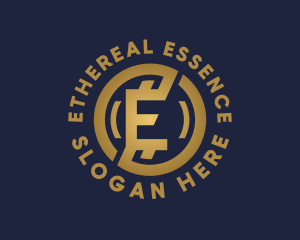 Golden Fintech Letter E logo design