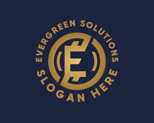 Golden Fintech Letter E logo design