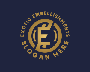 Golden Fintech Letter E logo design