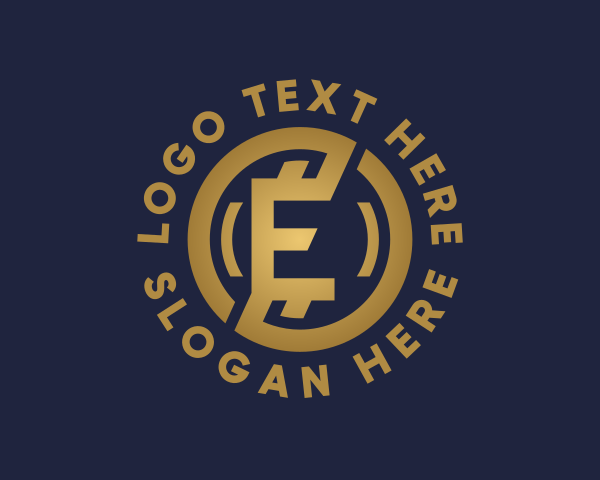 Golden Fintech Letter E logo