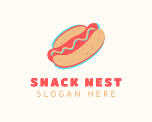 Hot Dog Bun Anaglyph logo design