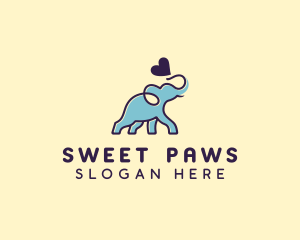 Cute Elephant Heart logo design