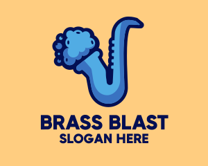 Modern Blue Saxophone logo design